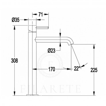 Cмеситель для раковины FILARETE Roun FL6020 Черный матовый