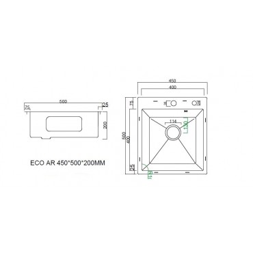 Кухонная мойка ARFEKA ECO AR 450*500 BLACK DECOR