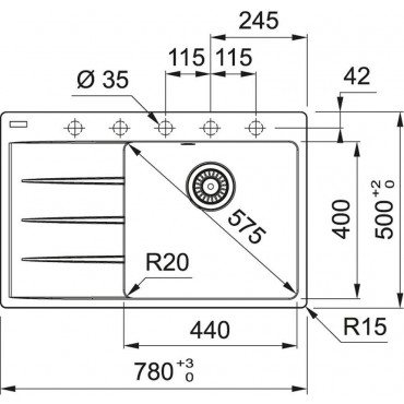  Кухонная мойка Franke CNG 611/211-78 TL Белый, Чаша Справа