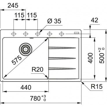  Кухонная мойка Franke CNG 611/211-78 TL Серый, Чаша Слева
