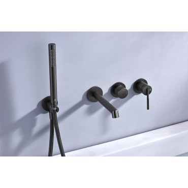 Встраиваемый смеситель для ванны Ganzer GZ19134-Q Оружейная сталь