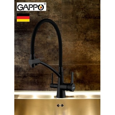 Смеситель для кухонной Gappo 4398-16 Black под фильтр
