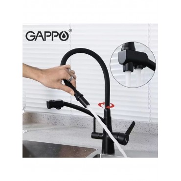 Смеситель для кухонной Gappo 4398-16 Black под фильтр