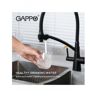 Смеситель для кухонной Gappo 4398-16 Black под фильтр