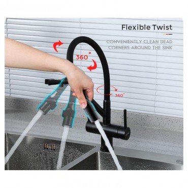 Смеситель для кухонной Gappo 4398-86 Black под фильтр