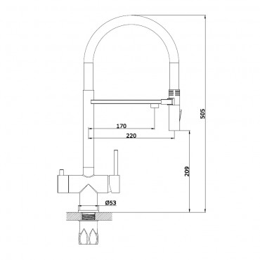Смеситель для кухонной мойки VIEIR 15019C (чёрный)