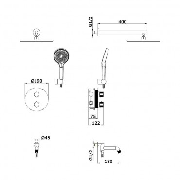Душевая Система С Термостатом Скрытого Монтажа VIEIR 25003-3-F